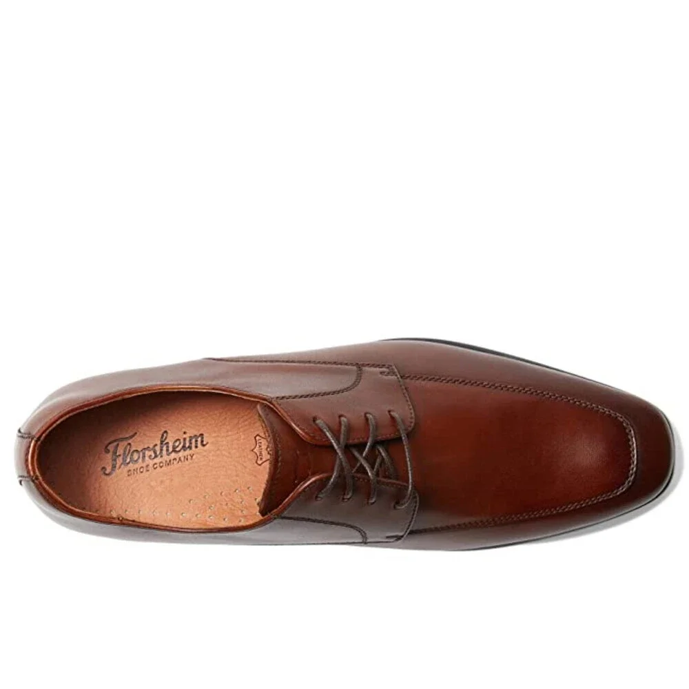 Florsheim Postino Oxford Men's US 7 Cognac Leather Moc Toe Dress Shoes ZAP747